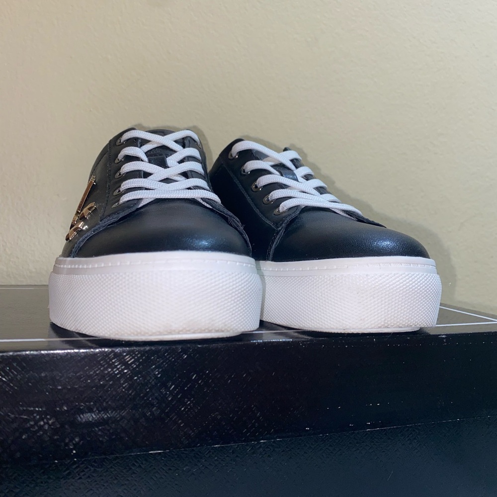 Karl Lagerfeld Black & White Platform Cate Pins Sneakers, Size 7.5 - Picture 6 of 14